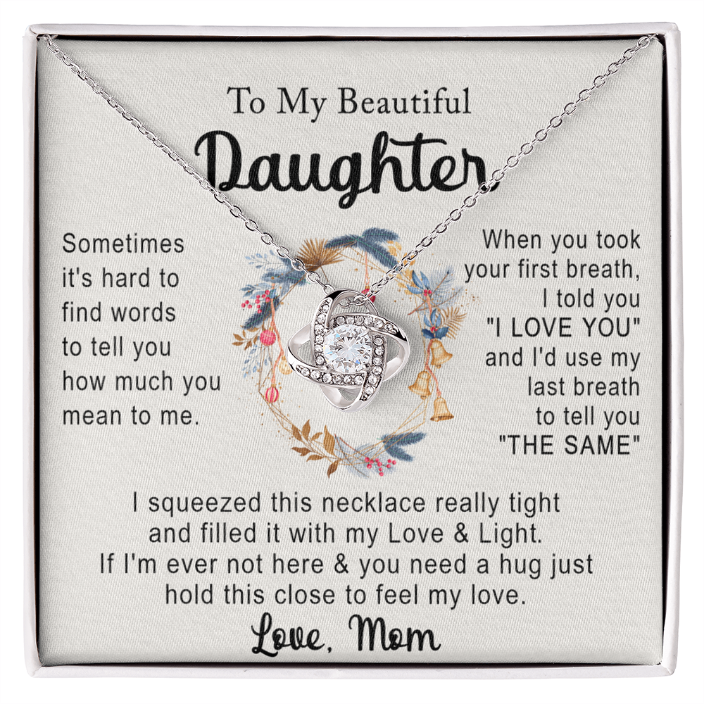Personalized Necklace With Message Card And Box, Jewelry Custom Card For Daughter, To My Beautiful Daughter Necklace From Mom, Mother To Daughter Pendant From Mom Jewelry Gift For Girls