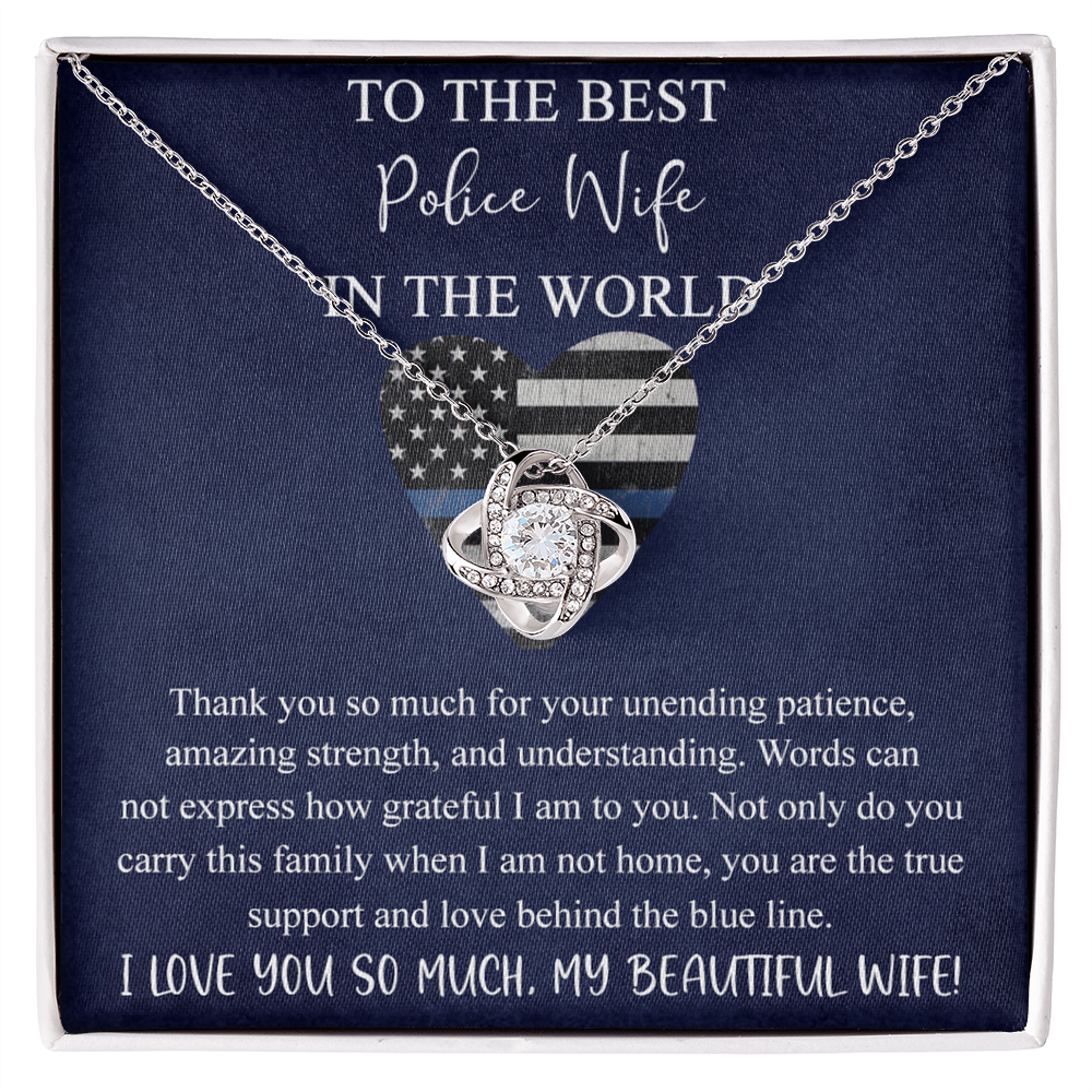 Police Wife Gift Necklace, To The Best Police Wife Love Knot Necklace Gift From Husband, Wife of Police Officer Gift Necklace, Love Knots Pendant Gift For Wife, Soulmate, Police Wife Gift Pendant