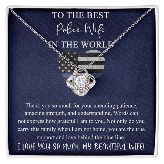 Police Wife Gift Necklace, To The Best Police Wife Love Knot Necklace Gift From Husband, Wife of Police Officer Gift Necklace, Love Knots Pendant Gift For Wife, Soulmate, Police Wife Gift Pendant