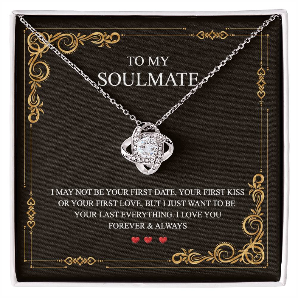 To My Soulmate Love Knot Necklace Gift From Husband To Wife, Girlfriend, Soulmate Gift Necklace On Valentines Day Anniversary, Christmas Necklace for Her Romantic, Jewelry Gift For Women