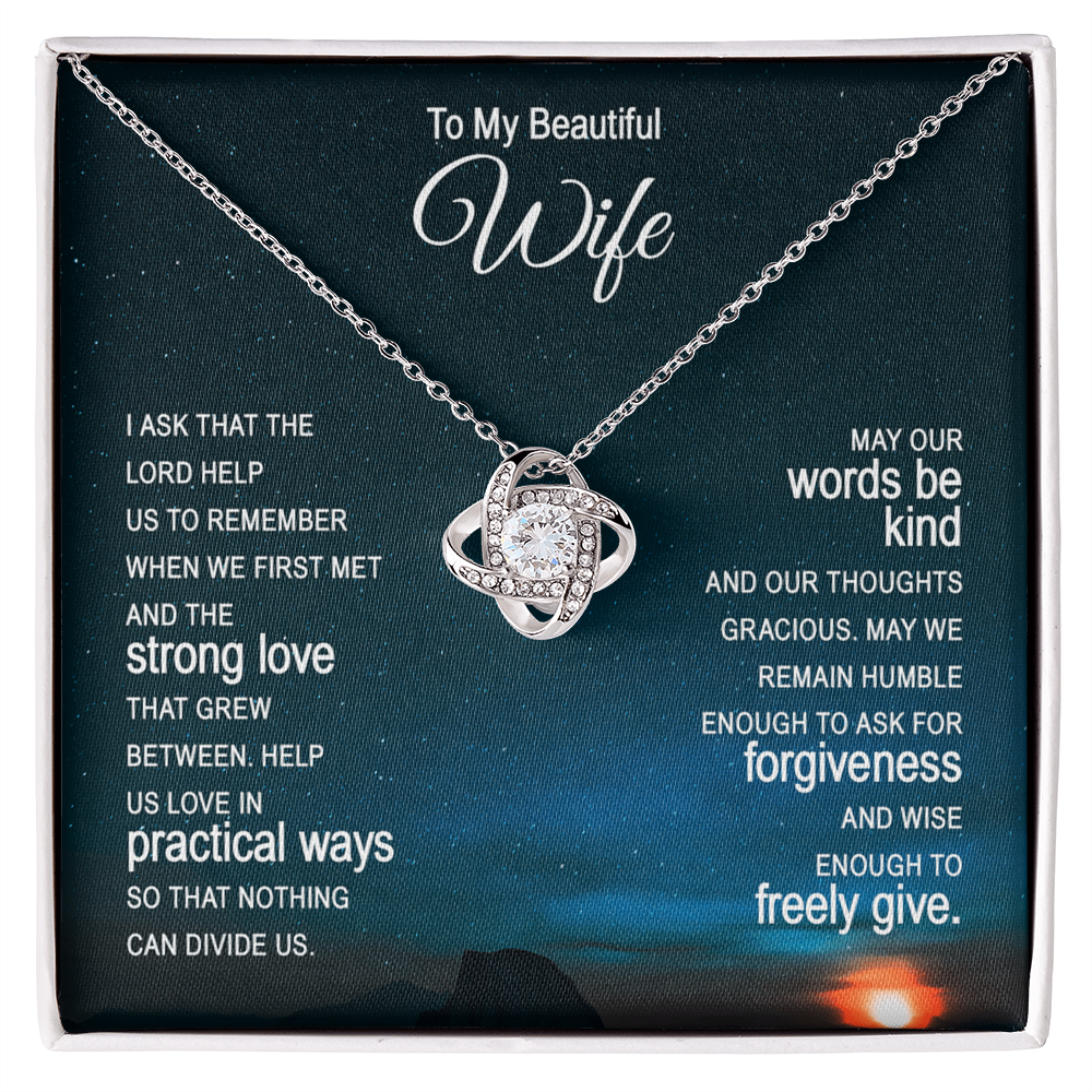 Beautiful Wife Gift Necklace, To My Wife Necklace From Husband, Wife Love Knot Necklace From Husband, Jewelry Gift For Women Badass Wife Gift Necklace, Soulmate Gift Necklace, Strong Love Pendant