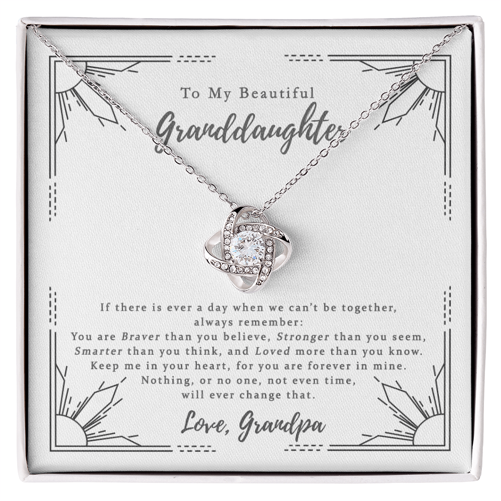 Love Knot Necklace For Granddaughter - To My Beautiful Granddaughter Necklace From Grandpa, Grandfather Gift Necklace On Birthday Gift Graduation Gift, Christmas Love Granddaughter Gift Necklace