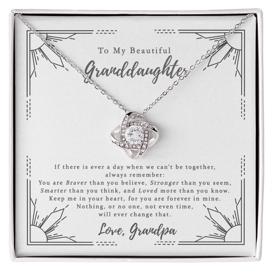 Love Knot Necklace For Granddaughter - To My Beautiful Granddaughter Necklace From Grandpa, Grandfather Gift Necklace On Birthday Gift Graduation Gift, Christmas Love Granddaughter Gift Necklace