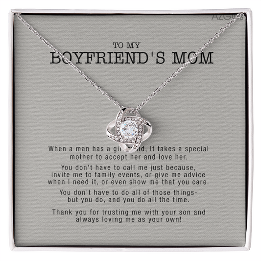 Gifts for Boyfriend's Mom Necklace, To My Boyfriends Mom Necklace, Boyfriend's Mom Gifts, Gifts For My Boyfriends Mom Love Knot Necklace From Man, Boyfriends Mom Christmas Necklace Mother's Day