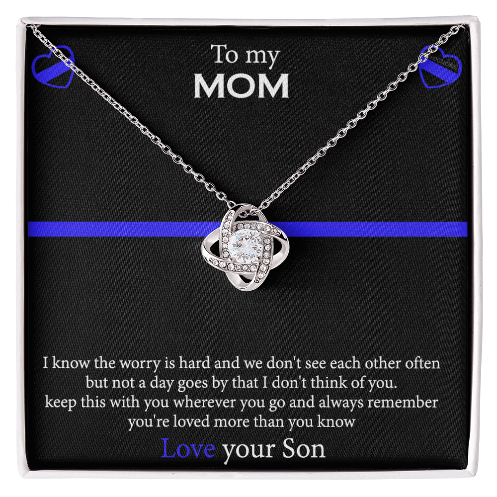To My Mom Necklace From Son, Mothers Day Necklace Gift For First Mothers Day, Love Your Son Love Knot Necklace Gift For Mom, Best Friend Gifts For Mothers Day Things For Your Mom Jewelry Gift For Mom