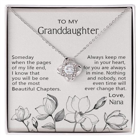 Love Knot Necklace For Granddaughter - To My Granddaughter Love Knot Necklace From Nana, Grandma Jewelry Necklace Gift On Birthday, Graduation Gift, Christmas Always Keep Me In Your Heart Necklace