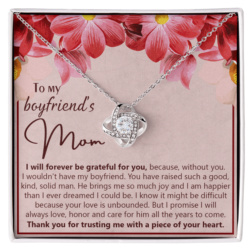 To My Boyfriend's Mom Necklace From Girlfriend Mom, Boyfriends Mom Love Knot Necklace, Boyfriend's Mom Gift Necklace, Boyfriend's Mom Gifts Necklace On Mother's Day, Xmas Present Jewelry For Women