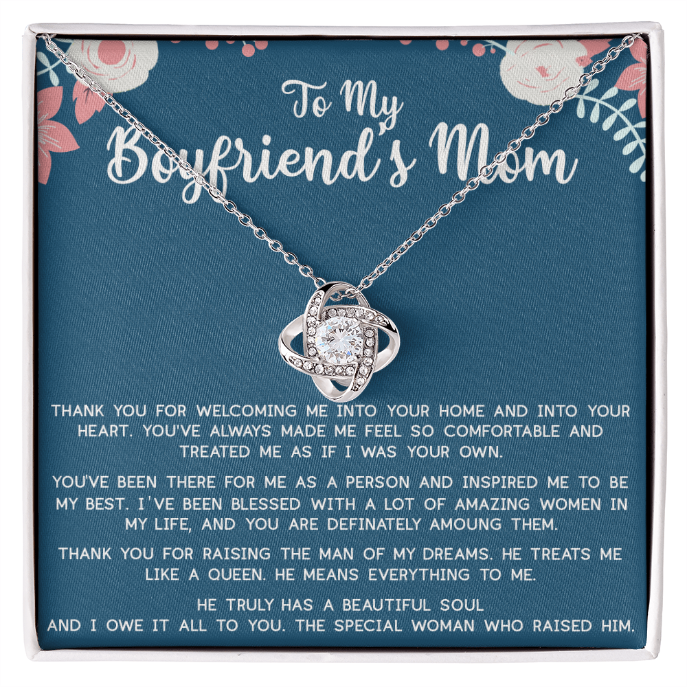 To My Boyfriend's Mom Gift Necklace, Mothers Day Necklace For Boyfriends Mom From Girlfriend, Presents for Mom Necklace for Women, Love Knot Necklace Gift For Boyfriend's Mom From Girlfriends mom