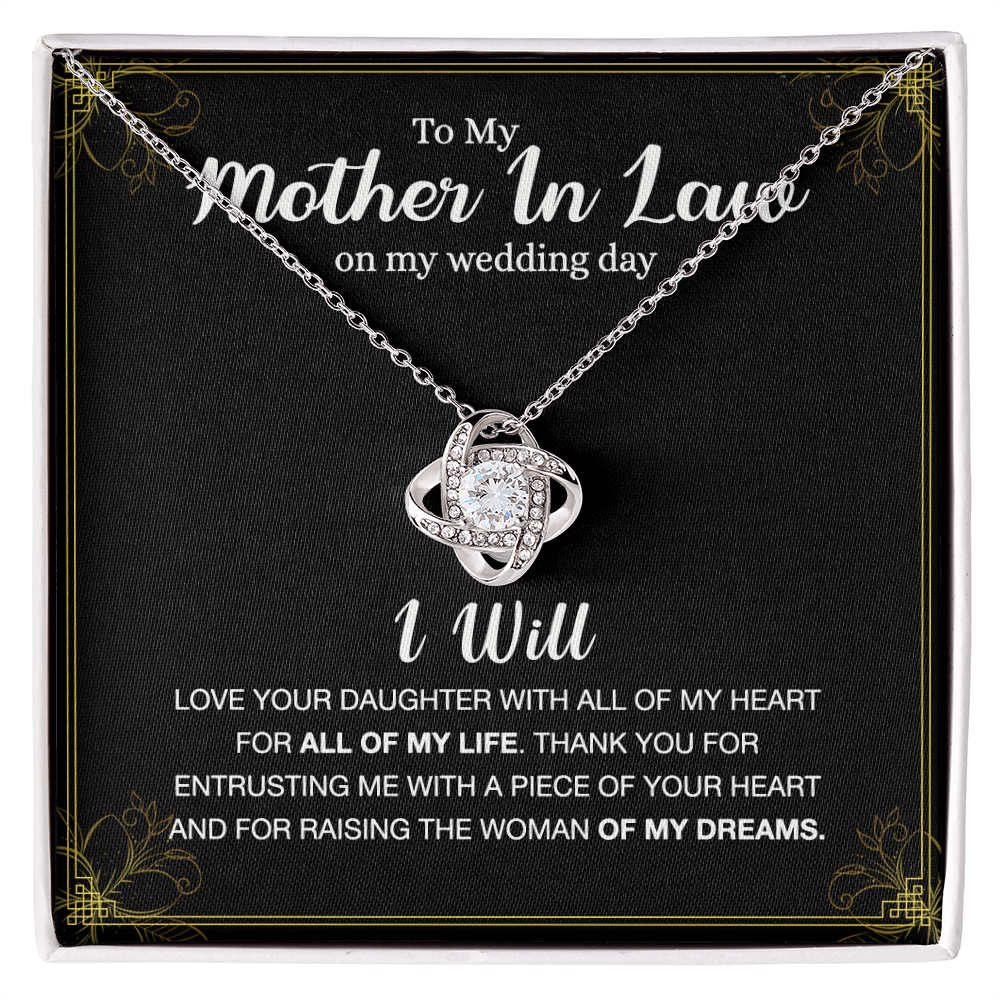 Mother In Law Gift Necklace, To My Mother In Law Love Knot Necklace Gift From Daughter, Mother In Law On My Weding Day Necklace, The Love Knot Necklace Gift On Wedding Day For Mother In Law Jewelry
