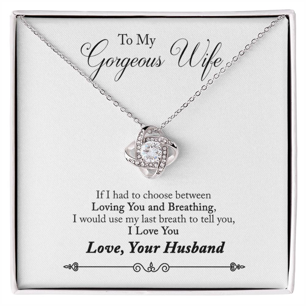 Gorgeous Wife Necklace, To My Gorgeous Wife Necklace From Husband Wife Love Knot Necklace Jewelry Gift For Women Badass Wife Gift Necklace Gorgeous Wife Gift Necklace Soulmate Gift Love Knot Pendant