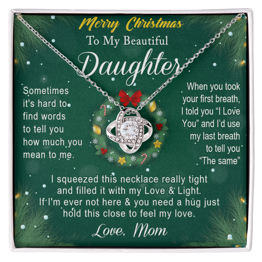 To My Beautiful Daughter Gift Necklace From Mom, Merry Christmas  Necklace For Daughter, Necklace for Christmas Daughter, Little Girl, Gift Pendant Mother And Daughter Jewelry Gift For Girls