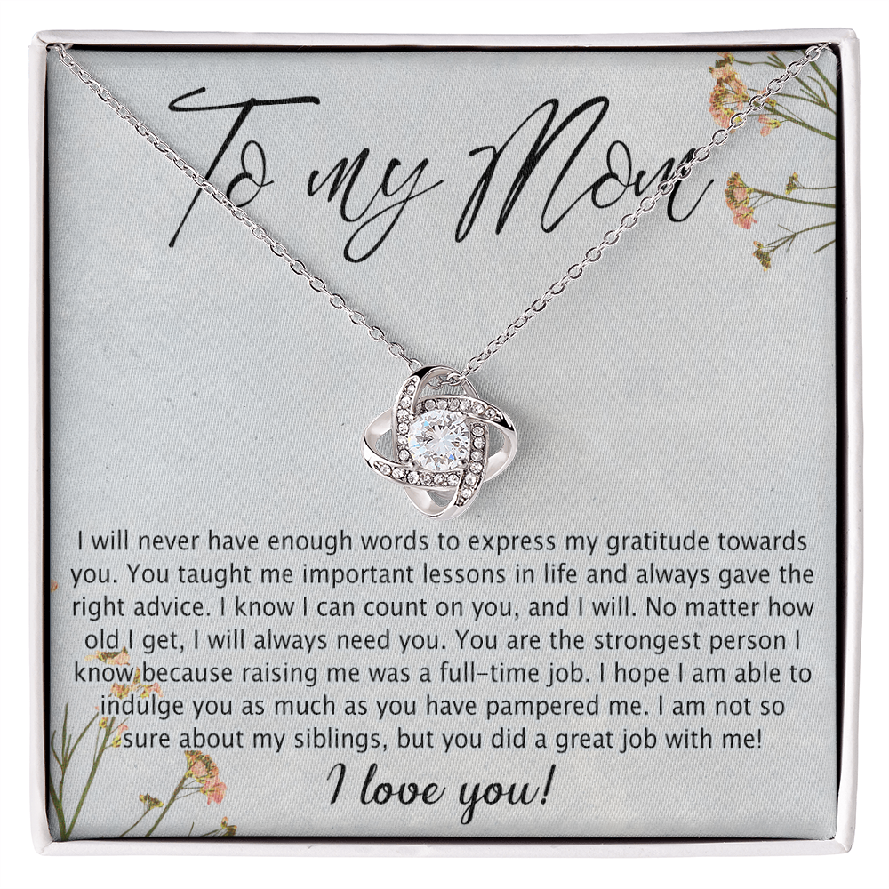 Mom Gift Necklace, To My Mom Love Knot Necklace Gift From Daughter Son Gift For Mom, Mother And Daughter Gift Necklace Personalized Gift Necklace For Mom Pendant, Love Knot Necklace Gift For Women