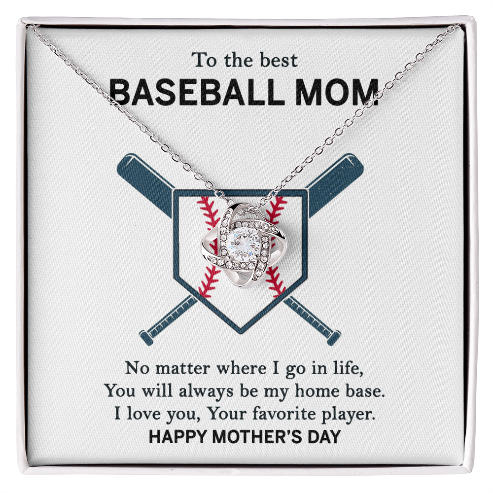 Baseball Mom Necklace, To The Best Baseball Mom Necklace From Son, Favorite player Necklace Gift For Mom, Happy Mother's Day Necklace Gift For Baseball Mom Love Knot Necklace Jewelry Gift For Women