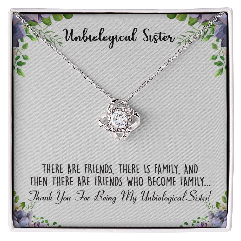To My Unbiological Sister Love Knot Necklace From Sister, Thank You For Being Sister Gift Necklace, Sister-in-Law Gift Pendant, Love Knot Jewelry Gift For Girls Brother And Unbiological Sister Gifts