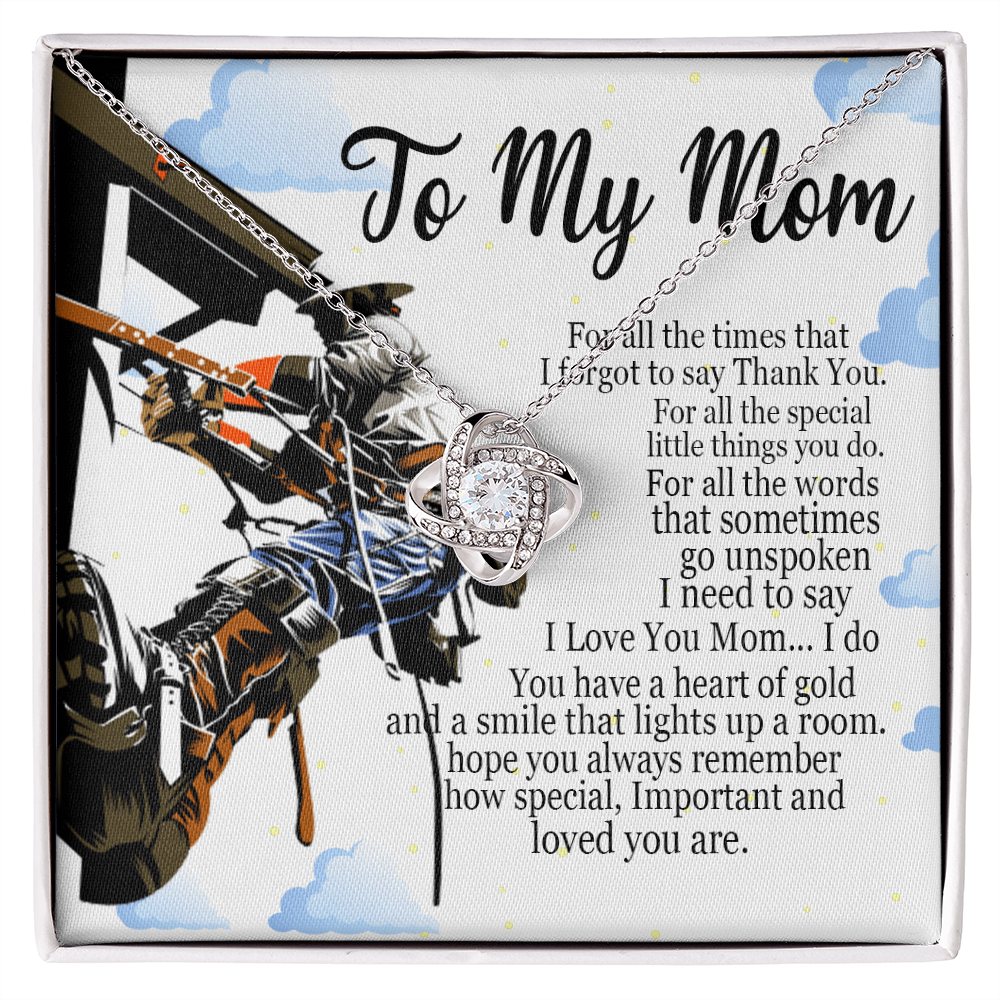 Lineman's Mom Love Knot Necklace Mother Jewelry Mothers Day Gift