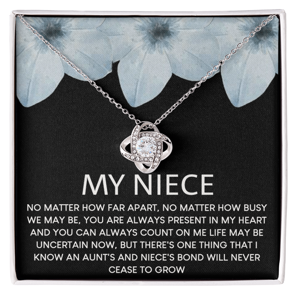 To My Niece Love Knot Necklace From Aunt, Niece Confirmation, Niece With Message Card and Gift Box Necklace Gift from Aunt or Uncle Aunt Niece Necklace, Niece Birthday Gift, Niece Graduation Gift