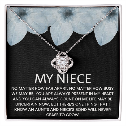 To My Niece Love Knot Necklace From Aunt, Niece Confirmation, Niece With Message Card and Gift Box Necklace Gift from Aunt or Uncle Aunt Niece Necklace, Niece Birthday Gift, Niece Graduation Gift