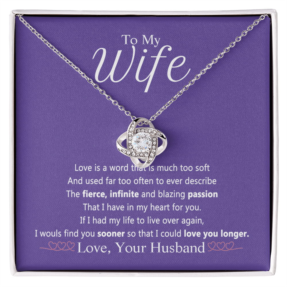 Wife Gift Necklace From Husband, To My Wife Necklace, Wife Love Knot Necklace From Husband, Jewelry Gift For Women Badass Wife Gift Necklace Soulmate Necklace Gift From Men Love You Longer Necklace