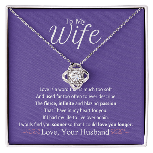 Wife Gift Necklace From Husband, To My Wife Necklace, Wife Love Knot Necklace From Husband, Jewelry Gift For Women Badass Wife Gift Necklace Soulmate Necklace Gift From Men Love You Longer Necklace