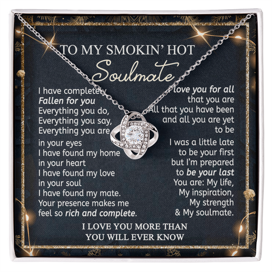14k White Gold Gift Message Necklace For Smokin' Hot Soulmate Necklace, Wife Romantic Gift Necklce, My Soul Mate Necklace, To My Smoking Hot Wife Necklace, Necklace Gift For Wife From Husband