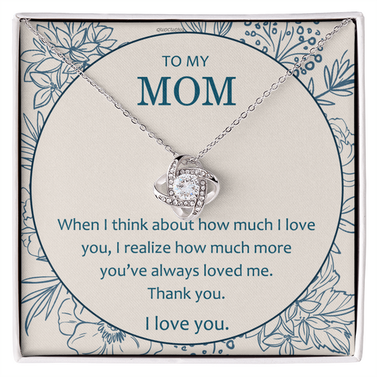 Mother And Daughter Necklace, To My Mom Love Knot Necklace From Daughter, Thank You Necklace Gift For Mom, Mother On Birthday Gift Anniversary Wedding Day Necklace For Mom, Daughter To Mom Pendant