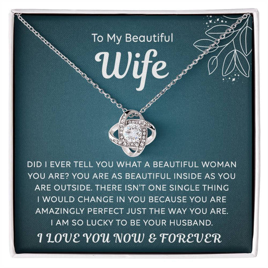 Wife Gift Necklace, To My Beautiful Wife Necklace From Husband, Wife Love Knot Necklace From Husband, Jewelry Gift For Women, Beautiful Women, Badass Wife Gift Necklace, Soulmate Gift Necklace