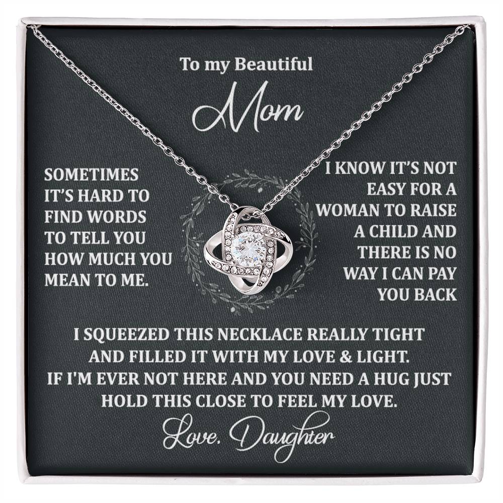 To My Beautiful Mom Necklace Gift From Daughter, Jewelry For Women Pay you Back