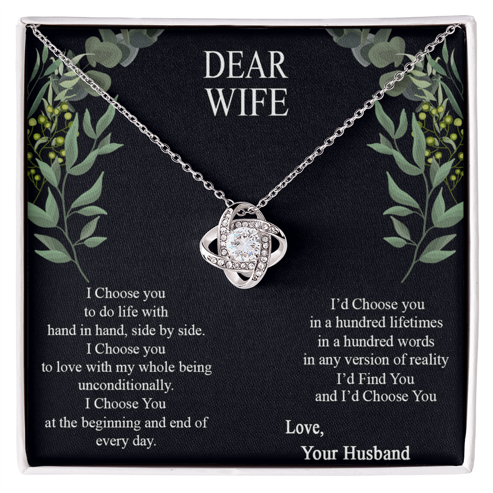 Dear Wife Necklace From Husband, Love Your Husband Necklace Gift For Wife, I Choose Gift Necklace, To My Wife Necklace Gift From Husband Love Knot Necklace Gift For Wife, Soulmate Gift Necklace