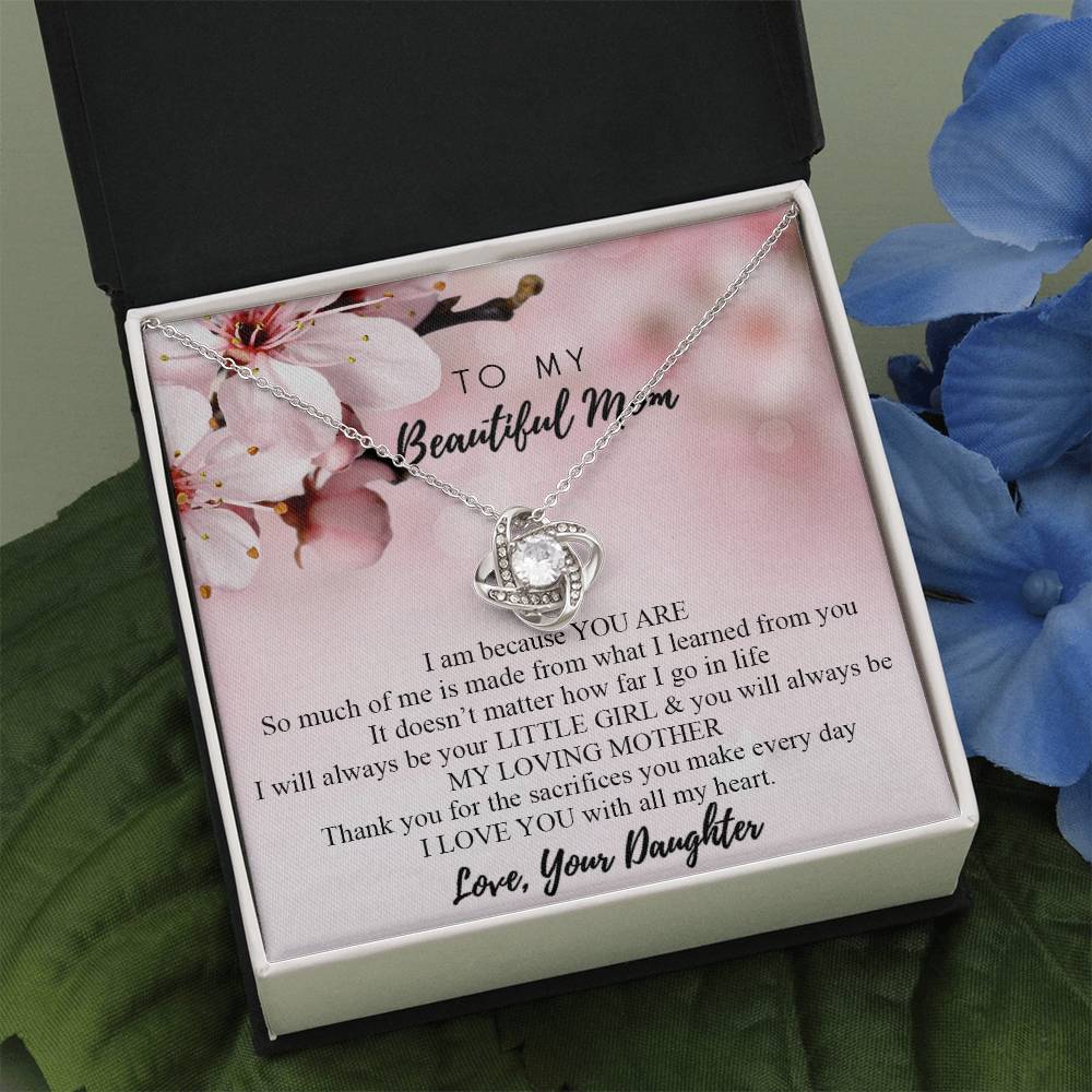 To My Beautiful Mom Necklace Mother's Day Gift Jewelry for Mom Daughter Mom Gift
