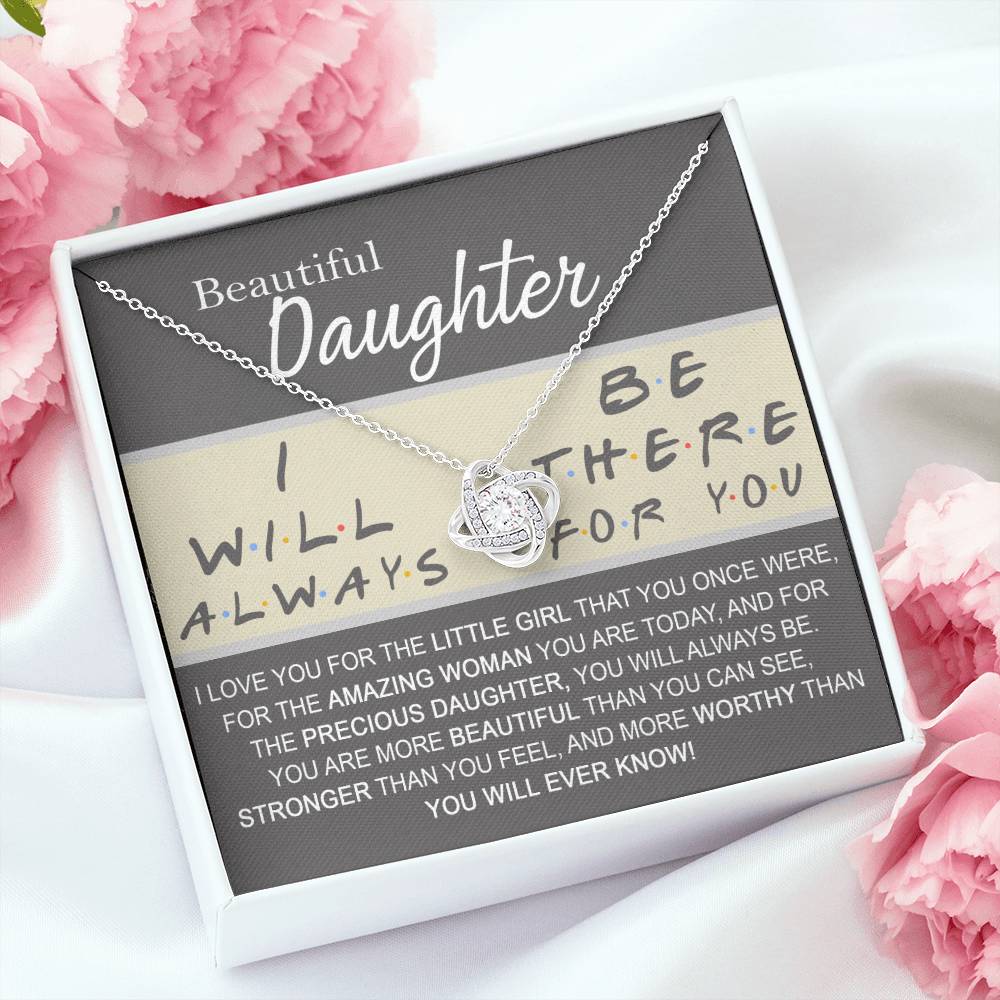 Beautiful Daughter Love Knot Necklace, Birthday Gift, Graduation Gift For Her