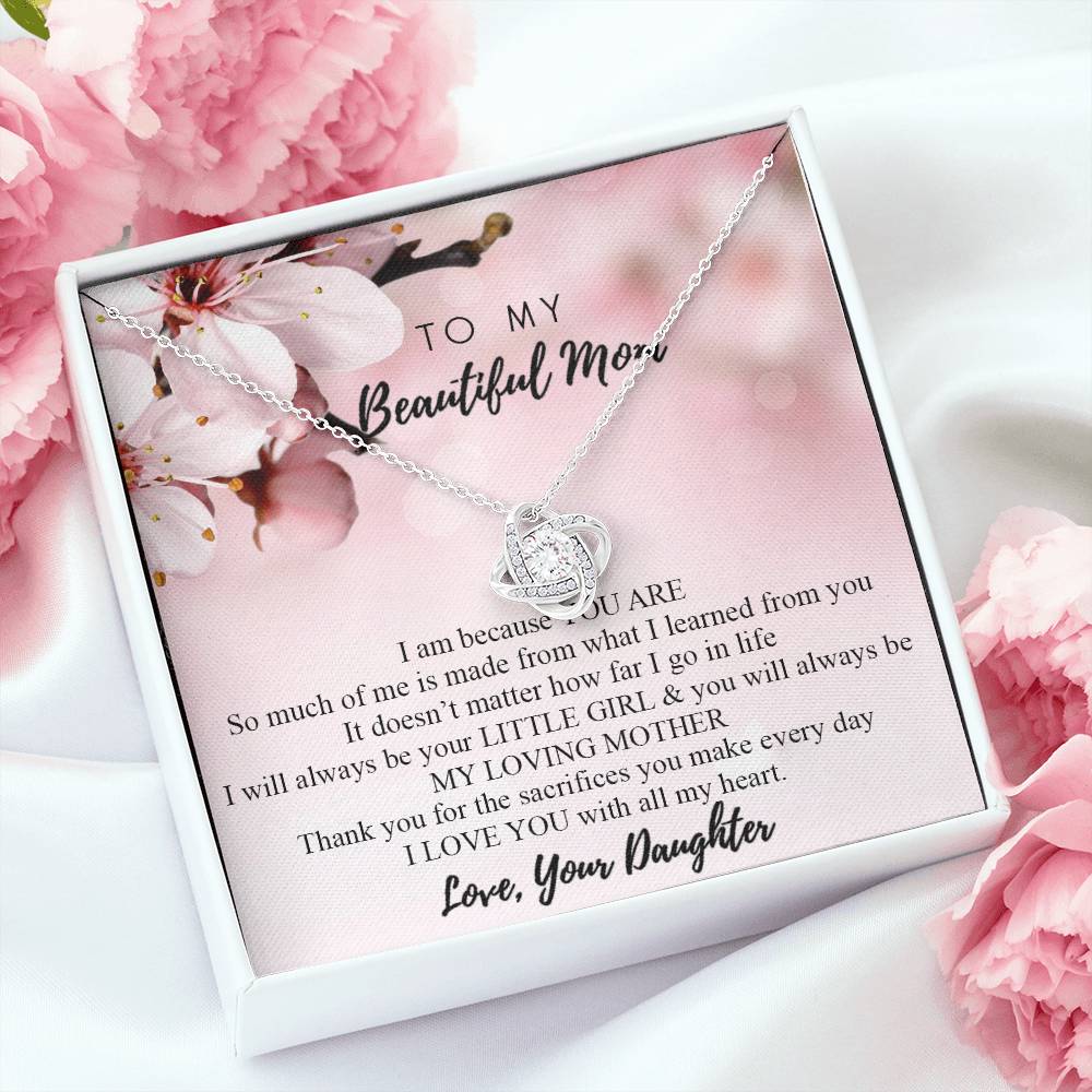 To My Beautiful Mom Necklace Mother's Day Gift Jewelry for Mom Daughter Mom Gift