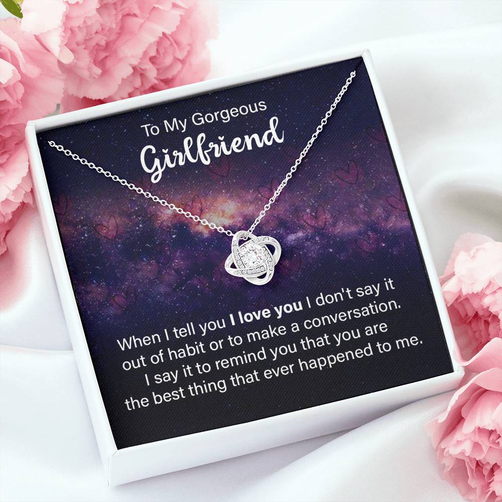 To My Girlfriend Necklace, Love Knot Necklace Valentines Day Gift For Girlfriend