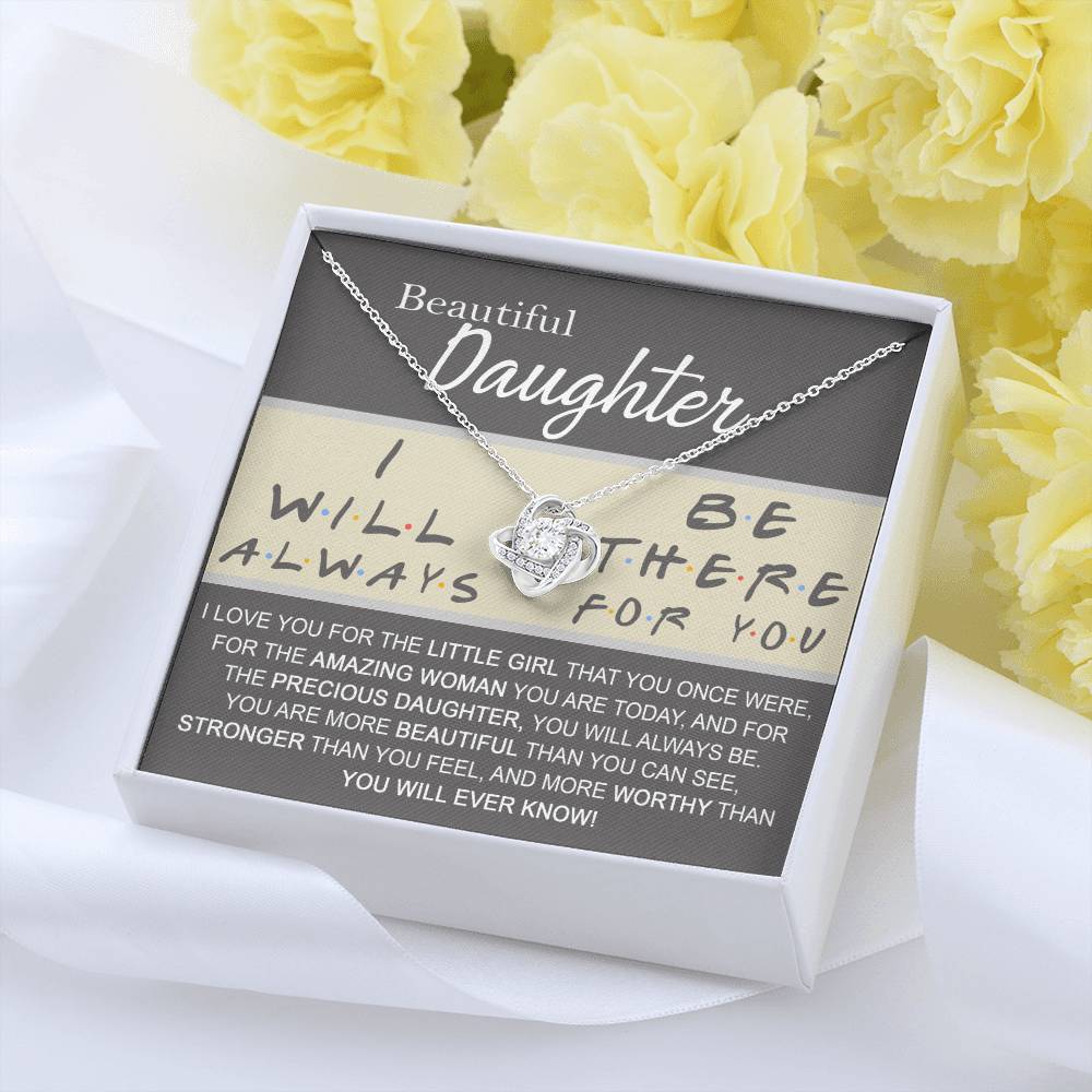 Beautiful Daughter Love Knot Necklace, Birthday Gift, Graduation Gift For Her