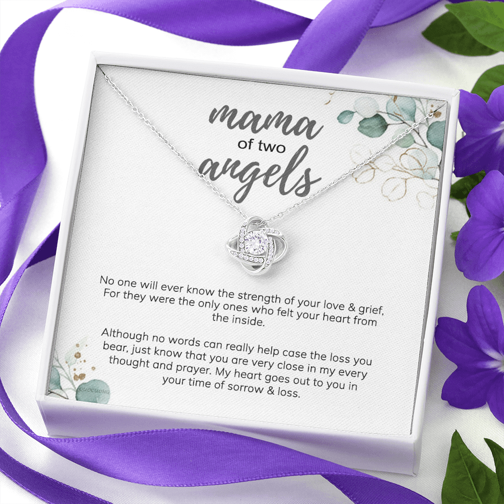 Mama Love Knot Necklace, Mama Of Two Angels Necklace From Daughter, Love And Grief Necklace Gift For Mom, Mother's Day Necklace Gift For Mom, Jewelry Gift For Mom From Daughter Gift Necklace To Mom