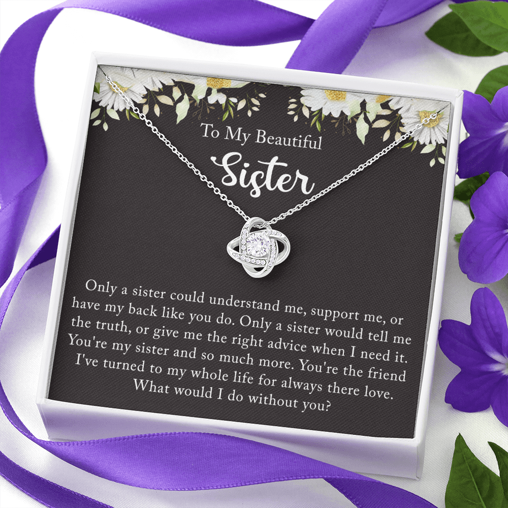 Personalized Gift Necklace - Love Knot Necklace, Sister Wedding Gift from Bride, Sister of the Bride Necklace, Sister Wedding Gift, Thank you Gift to Sister Maid of Honor, Matron of Honor Necklace