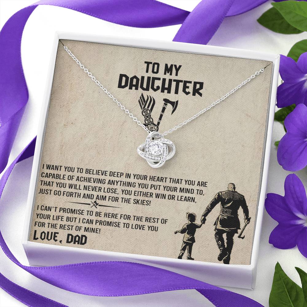To My Daughter  Necklace from Viking Dad, Baby Girl Necklace Support Breath Be There Love Knot Chain, Personalized Gift Chain Necklace Jewelry for Women Gift On Birthday, Christmas Graduation Gift