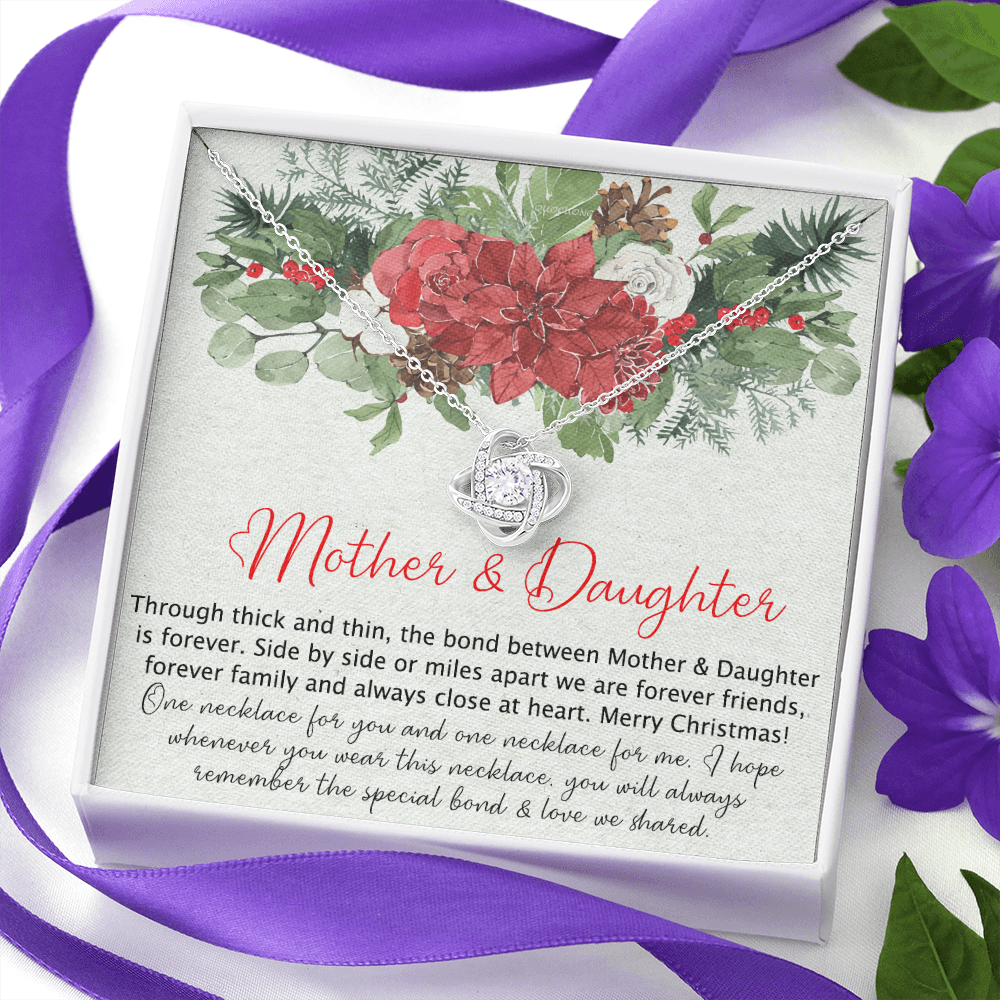 Mother And Daughter Gift Necklace, To My Mom Love Knot Necklace Gift From Daughter, Merry Christmas Necklace Gift For Mom, Mother To Daughter Gift Necklace, Jewelry Gift For Women, Mother Daughter