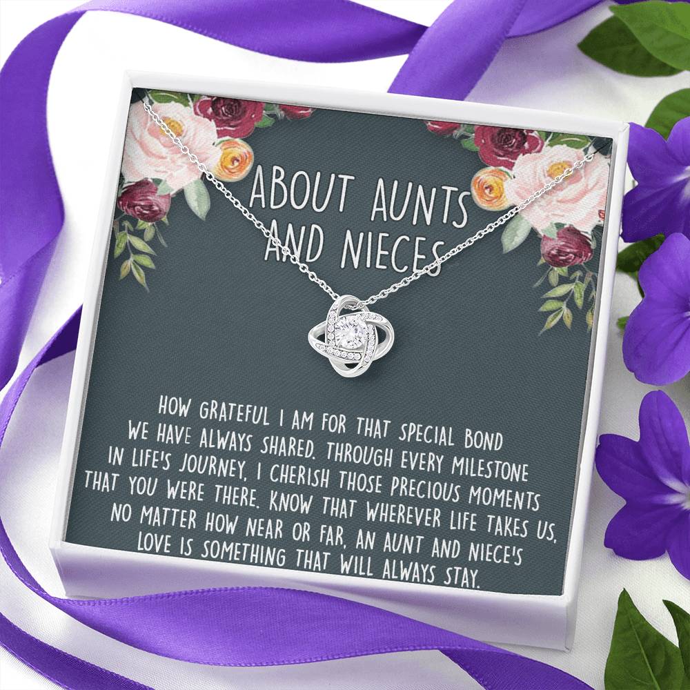 Niece Gifts from Auntie Aunt Gifts from Niece, About Aunt and Niece Love Knot Necklace for Auntie Niece Birthday Gifts Congratulations Gift Necklace, New Aunt Gift Necklace, Jewelry For Women