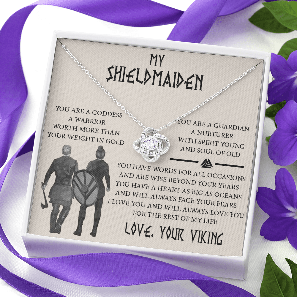 Shieldmaiden Gift Necklace, Viking Jewelry For Women, Love Knot Necklace Gifts For Her, Wife, Future-Wife, Soulmate, Girlfriends, Fiance From Him Husband, On Mother's Day, Birthday, Anniversary