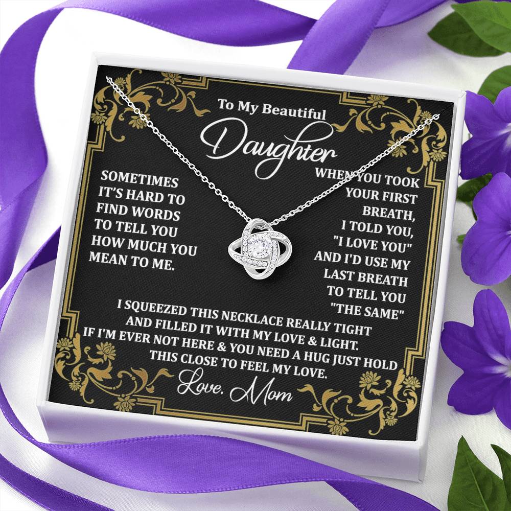Personalized Gift Necklace For Daughter, Message Card Jewelry, Handmade Necklace  For Daughter Message Card & Box, To My Beautiful Daughter Necklace From Mom Gift Pendant Mother And Daughter Gift
