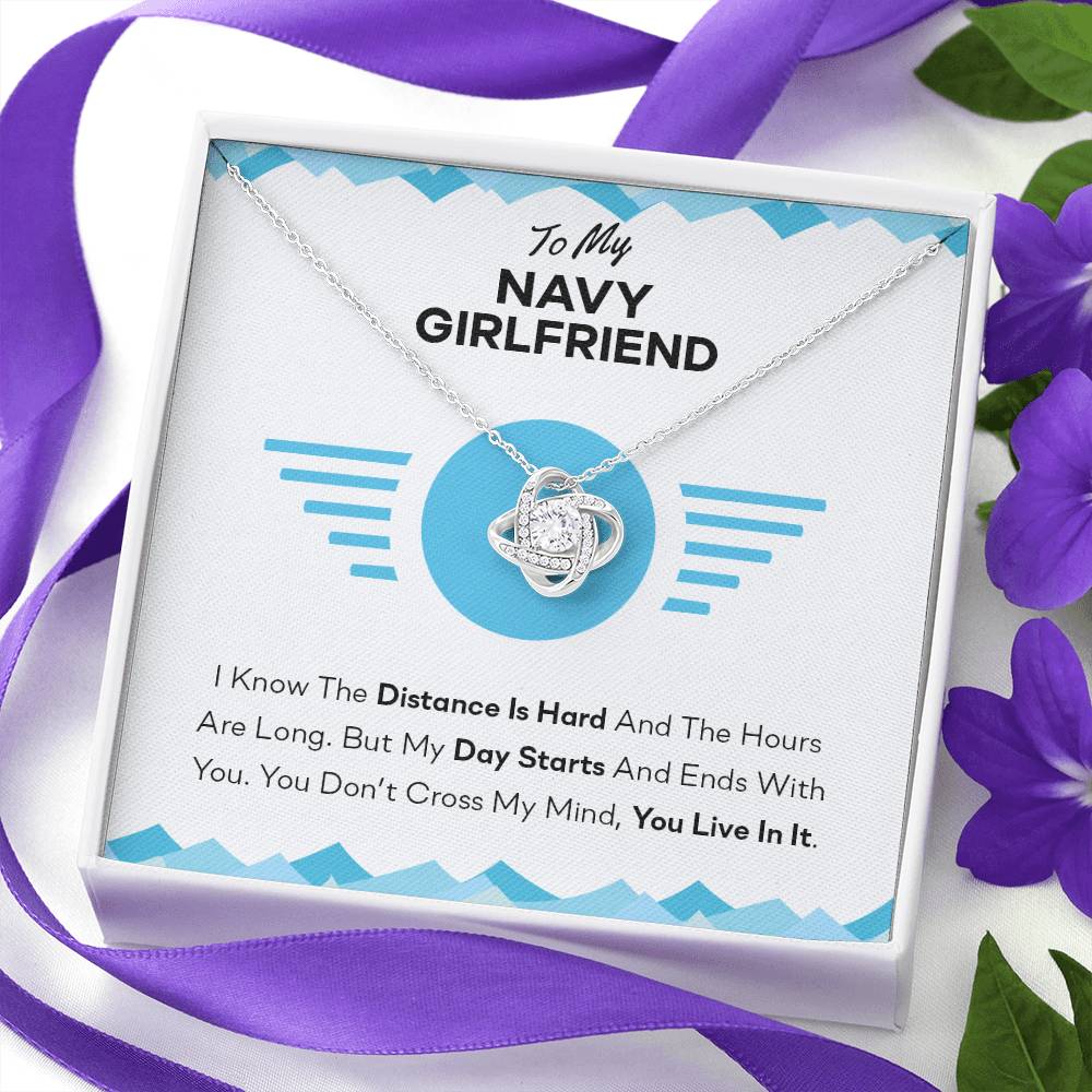 To My Navy Girlfriend Gifts for Navy Girlfriend's Birthday Present Anniversary From Boyfriend, Husband, Girlfriend Gift Necklace - Jewelry Gift For Girls, Love Knot Pendant Gift For Girlfriend Soulmate