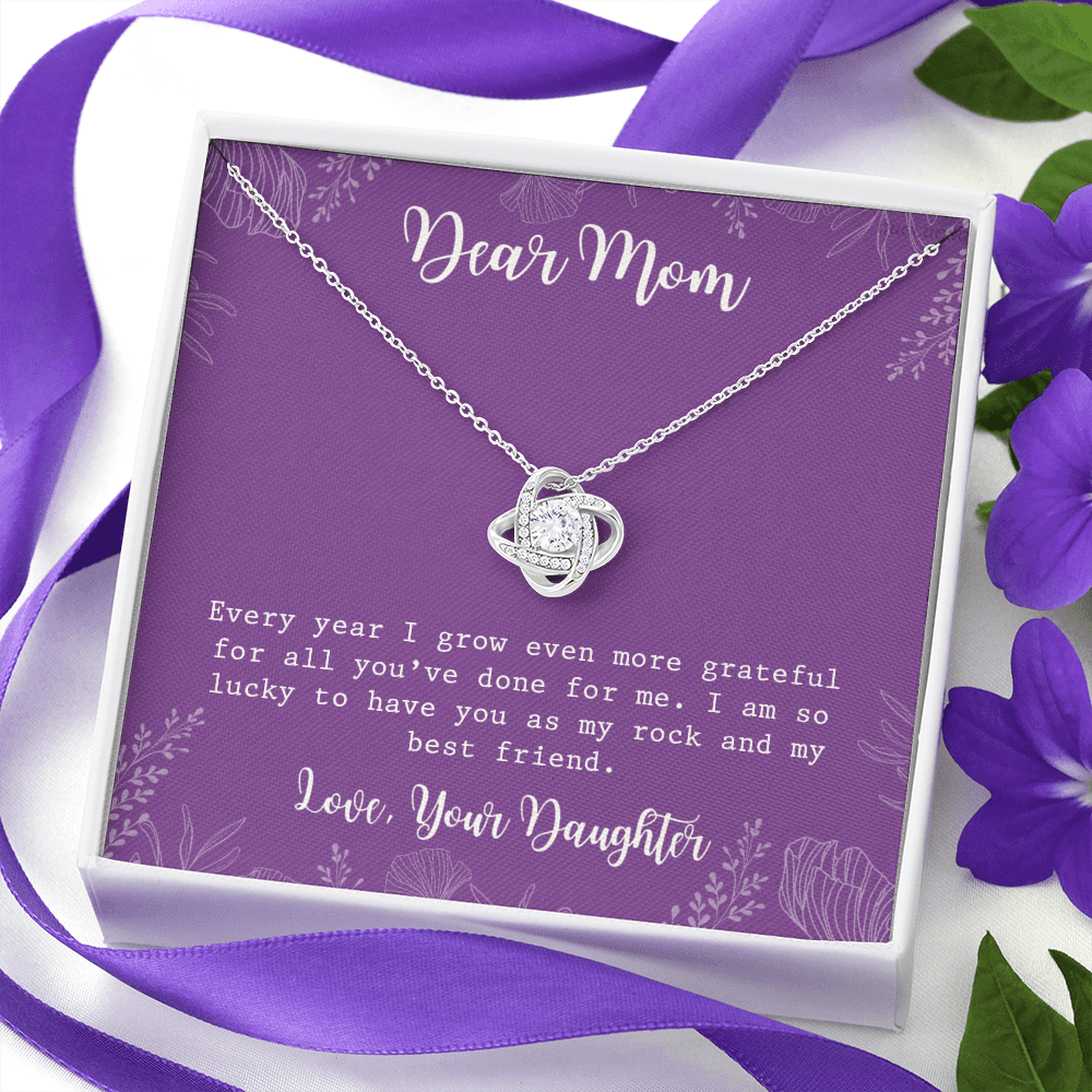To My Mom Necklace From Daughter, My Best Friend Gift Necklace For Mom On Mothers Day, Birthday Gift Anniversary, Love Knot Pendant Gift For Her, Jewelry For Mom, Dear Mom Gifts Necklace