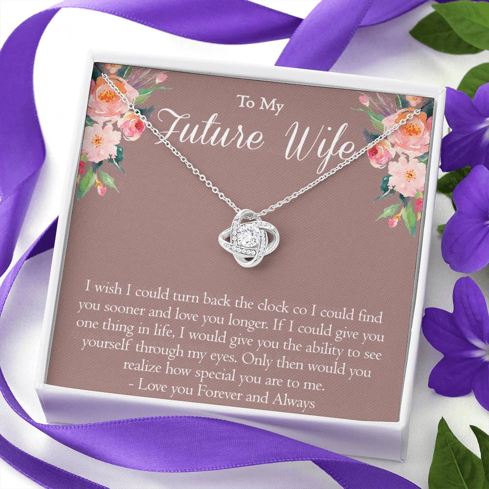 To My Future Wife Necklace From Future Husband, Personalized Gift Necklace for Future Wife, Girlfriend Pendant Jewelry for Fiance Romantic Gifts Necklace For Her, Love Knot Necklace Gift For Wife