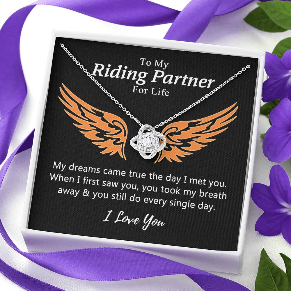 To My Riding Partners For Life Necklace, Gift Necklace For Motorcycle Wife, Love Knot Necklace Gift For Biker Wife, Necklace Gift for Girlfriend, Wife on Valentines Day, Romantic Gift Neklace Birthday