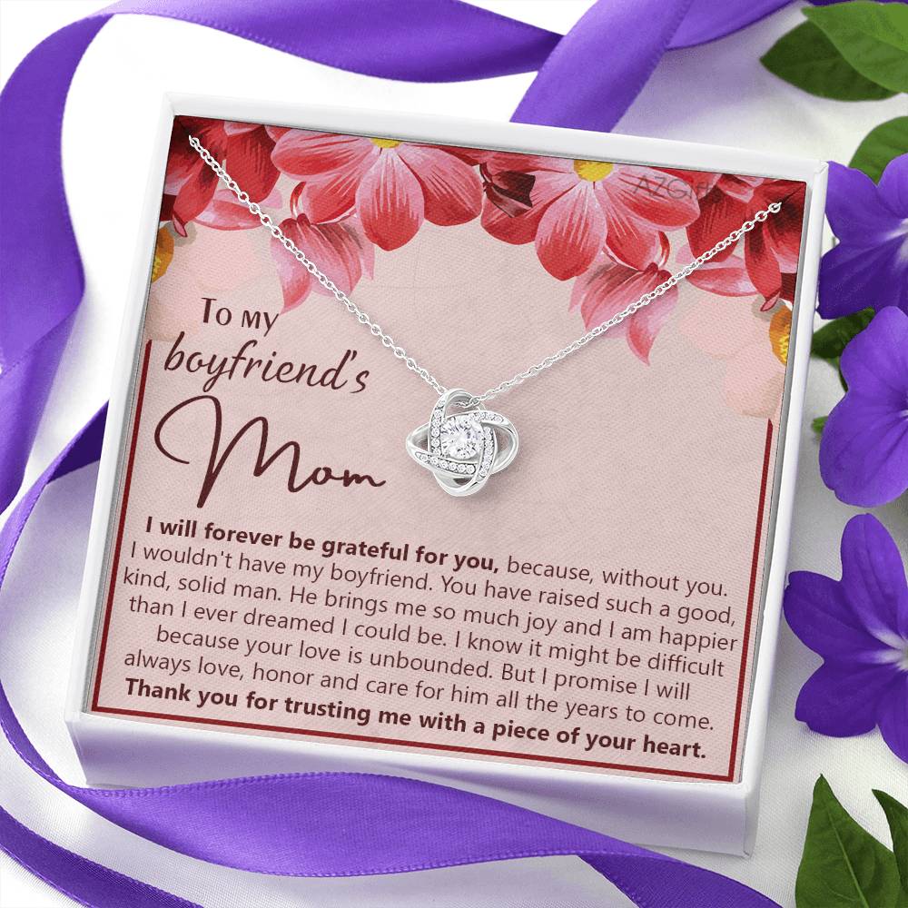 To My Boyfriend's Mom Necklace From Girlfriend Mom, Boyfriends Mom Love Knot Necklace, Boyfriend's Mom Gift Necklace, Boyfriend's Mom Gifts Necklace On Mother's Day, Xmas Present Jewelry For Women