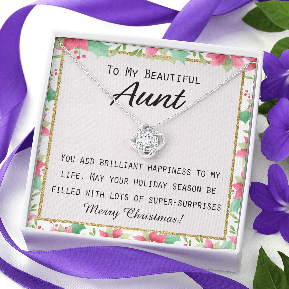To My Beautiful Aunt Christmas Gift Forever Love Necklace Auntie Jewelry Gift For Girls And Box from Niece or Nephew Merry Christmas Gift for Aunt Jewelry For Girls