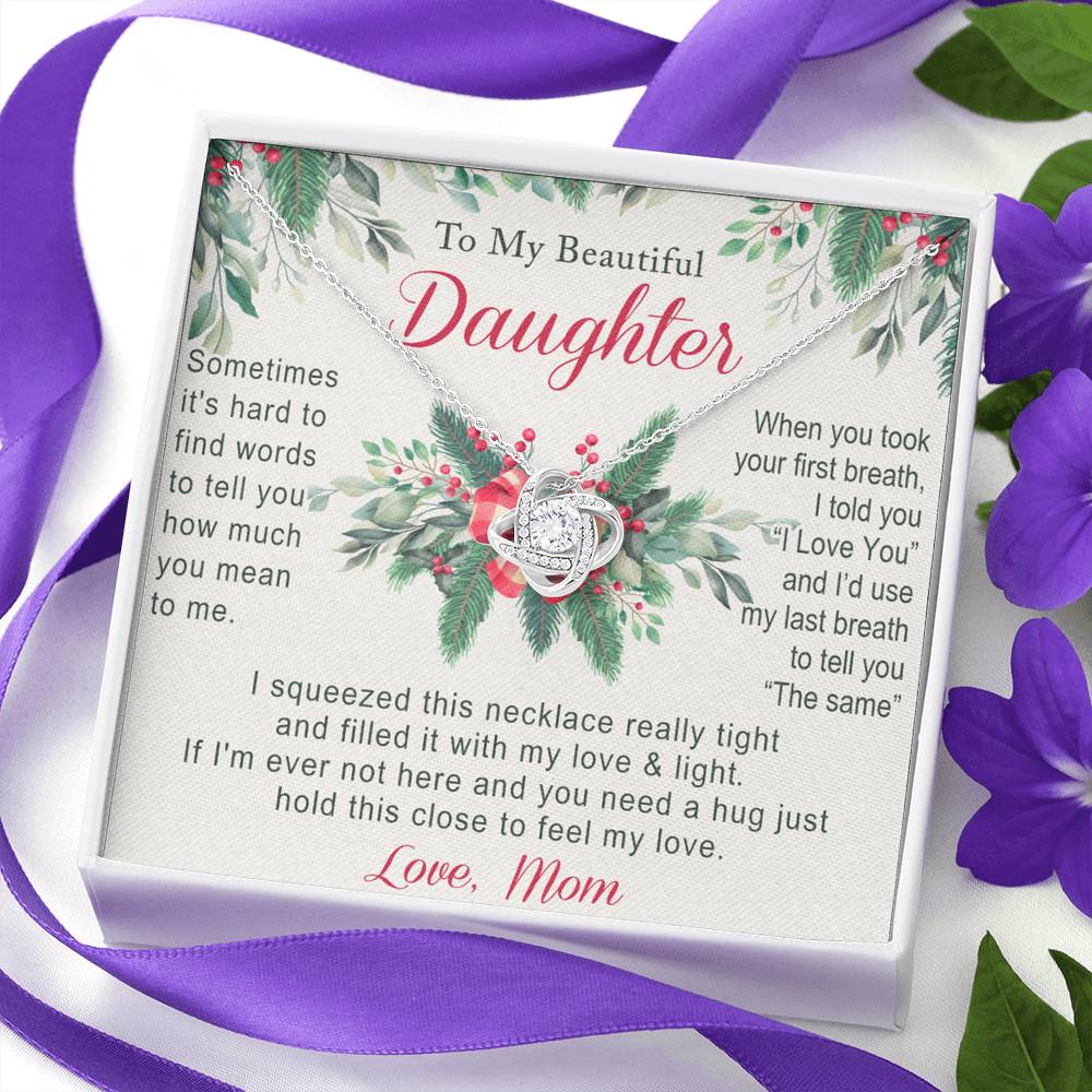 To My Daughter Gift Necklace from Mom Necklace for Daughter Present for Daughter Christmas Day Gift Christmas Necklace Pendant Jewelry for Daughter Christmas Card Jewelry Gift For Girls Little Girl