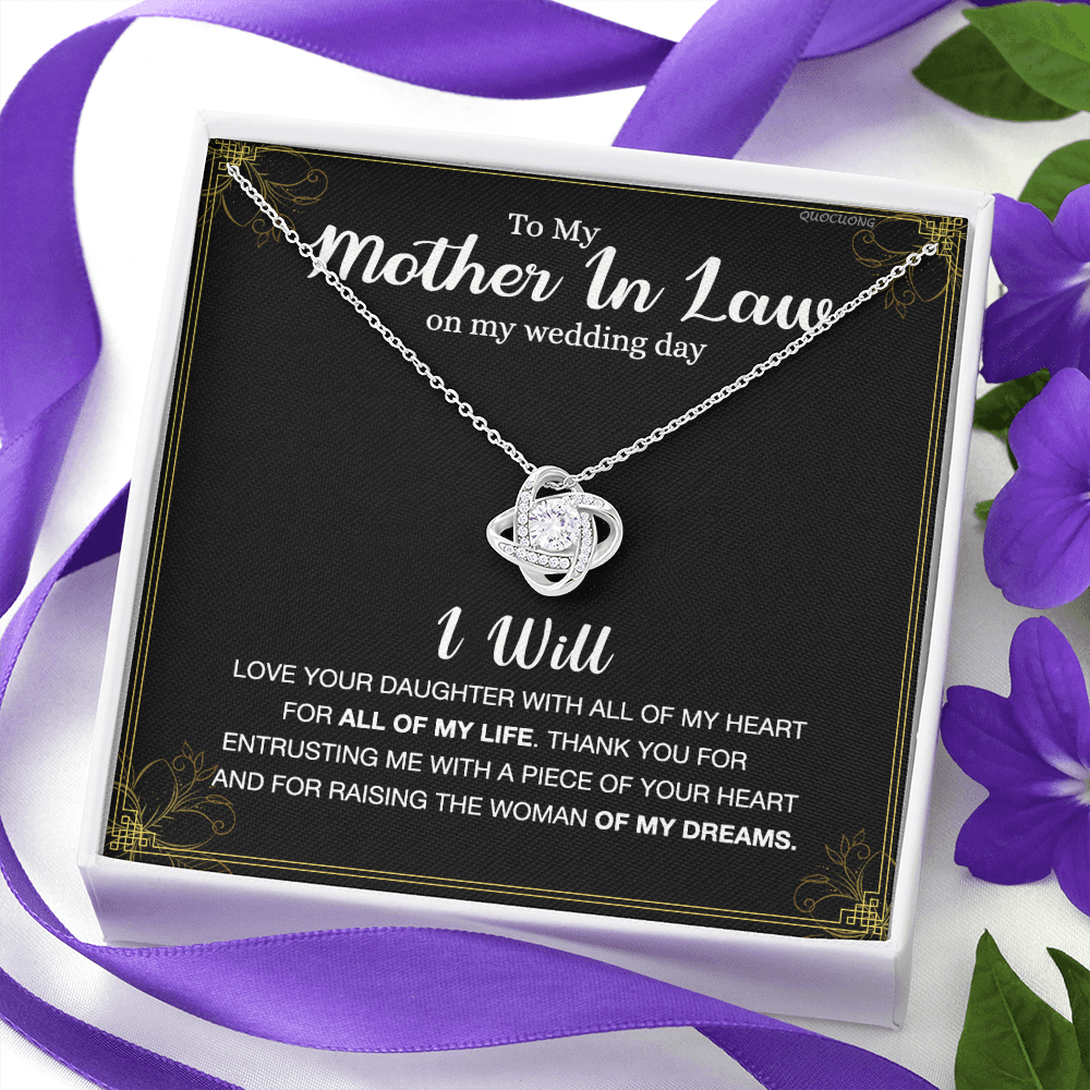 Mother In Law Gift Necklace, To My Mother In Law Love Knot Necklace Gift From Daughter, Mother In Law On My Weding Day Necklace, The Love Knot Necklace Gift On Wedding Day For Mother In Law Jewelry