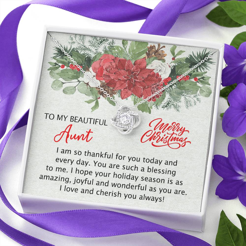 To My Beautiful Aunt Christmas Necklace Gift for Aunt from Niece Personalized Aunt Necklace Gift Merry Christmas Day Gift for Aunt Necklace for Aunt from Niece Love Knot Necklace
