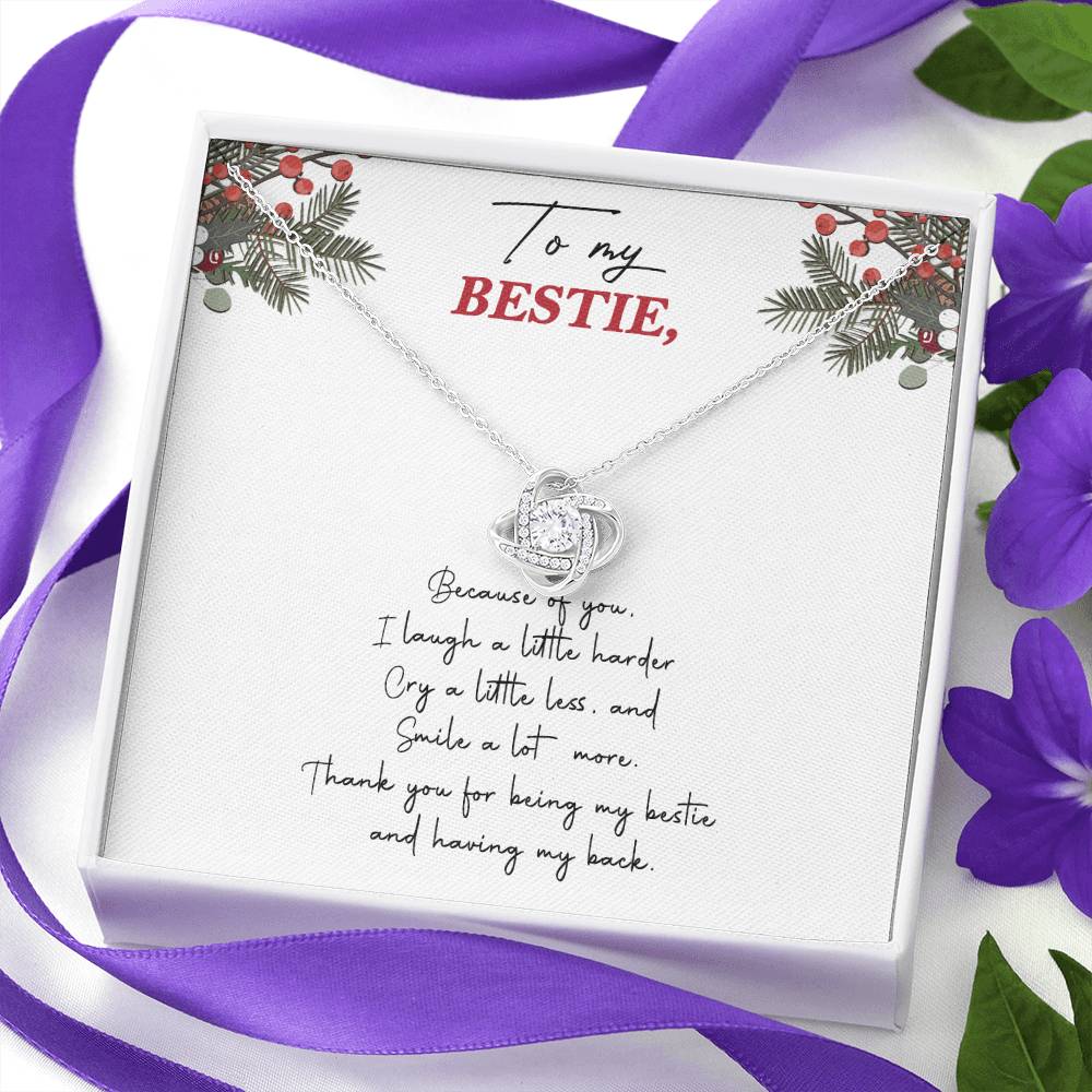 Gifts Necklace For Besties, To My Besties Love Knot Necklace From Friend, Man Because Of You Gift Necklace, Long Distance Best Friend Necklace, Besties Necklace Jewelry Gift For Girls, Her